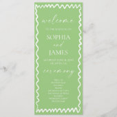 Whimsical Citrus Green Wavy Border Wedding Programmakaart (Voorkant)