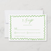 Whimsical Citrus Green Wavy Border Wedding RSVP Kaartje (Voorkant)