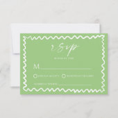 Whimsical Citrus Green Wavy Border Wedding RSVP Kaartje (Voorkant)