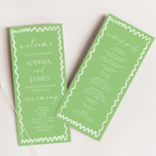 Whimsical Citrus Groen Golf Border Bruiloft Programmakaart