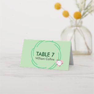 Whimsical Citrus groene & bloem Huwelijk Plaatskaartje