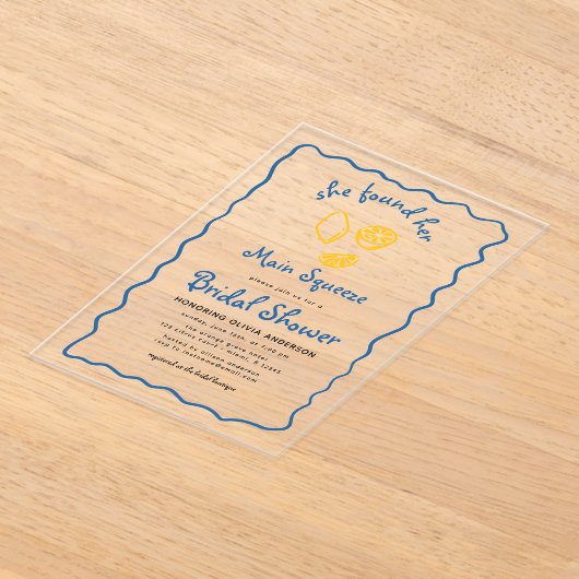 Whimsical Citrus Main Squeeze Funky Vrijgezellenfe Acryl Uitnodigingen (Laagn)