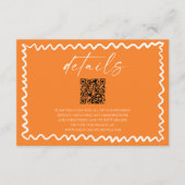 Whimsical Citrus Orange QR Code Wedding Details Informatiekaartje (Voorkant)