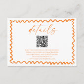 Whimsical Citrus Orange QR Code Wedding Details Informatiekaartje (Voorkant)