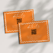 Whimsical Citrus Orange QR Code Wedding Details Informatiekaartje