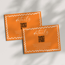 Whimsical Citrus Orange QR Code Wedding Details Informatiekaartje