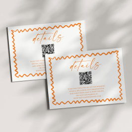 Whimsical Citrus Orange QR Code Wedding Details Informatiekaartje
