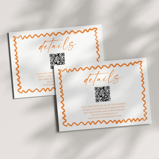 Whimsical Citrus Orange QR Code Wedding Details Informatiekaartje