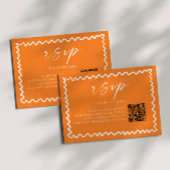 Whimsical Citrus Orange QR Code Wedding RSVP Kaartje