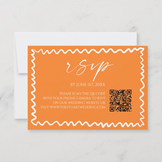 Whimsical Citrus Orange QR Code Wedding RSVP Kaartje (Voorkant)