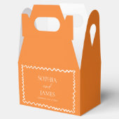Whimsical Citrus Orange Wavy Border Wedding Bedankdoosjes (Geopend)