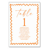 Whimsical Citrus Orange Wavy Border Wedding Kaart (Achterkant)
