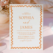 Whimsical Citrus Orange Wavy Border Wedding Kaart