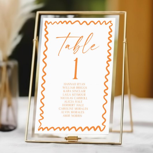 Whimsical Citrus Orange Wavy Border Wedding Kaart