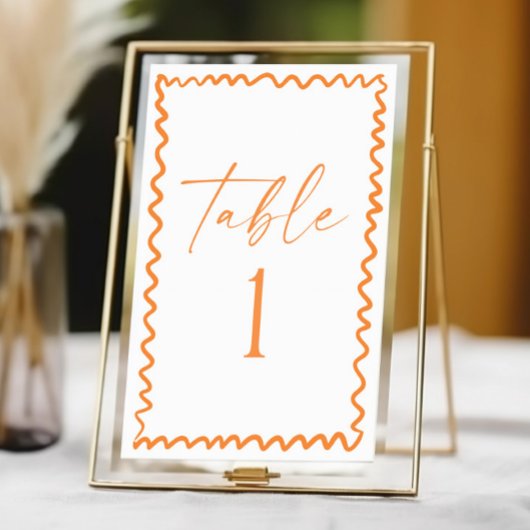 Whimsical Citrus Orange Wavy Border Wedding Kaart
