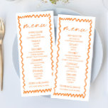 Whimsical Citrus Orange Wavy Border Wedding Menu<br><div class="desc">This is a Whimsical Citrus Orange Wavy Border Wedding Menu.</div>