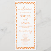 Whimsical Citrus Orange Wavy Border Wedding Programmakaart (Voorkant)