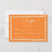 Whimsical Citrus Orange Wavy Border Wedding RSVP Kaartje (Voorkant)
