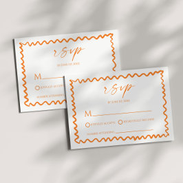 Whimsical Citrus Orange Wavy Border Wedding RSVP Kaartje