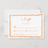 Whimsical Citrus Orange Wavy Border Wedding RSVP Kaartje (Voorkant)