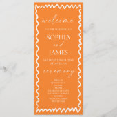 Whimsical Citrus Oranje Golf Rand Bruiloft Programmakaart (Voorkant)
