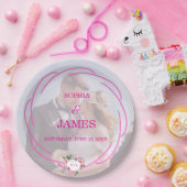 Whimsical Citrus Pink & flower Wedding  Sign Papieren Bordje (Feest)