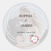 Whimsical Citrus White & flower wedding Ronde Sticker (Voorkant)