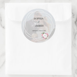 Whimsical Citrus White & flower wedding Ronde Sticker