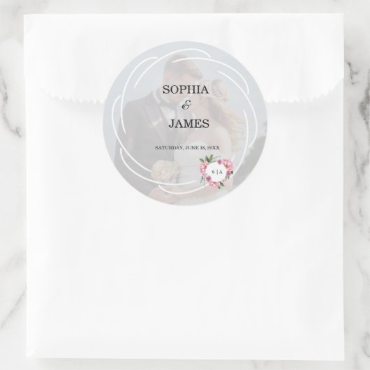 Whimsical Citrus White & flower wedding Ronde Sticker (Tas)