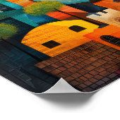 Whimsical City Moderne volkskunst olieverfschilder Poster (Hoek)