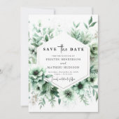 Whimsical Classic Floral Sage Green Wedding Save The Date (Voorkant)