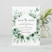 Whimsical Classic Floral Sage Green Wedding Save The Date (Staand voorkant)