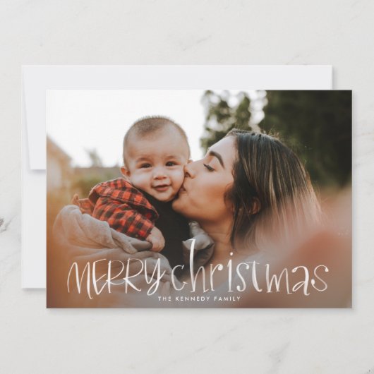 Whimsical Classic Merry kerstfoto Holiday Feestdagenkaart (Voorkant)