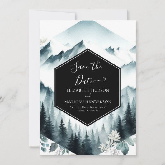 Whimsical Classic Mountain Wedding Save The Date (Voorkant)