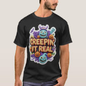 Whimsical clay Halloween illustration with spooky  T-shirt (Voorkant)