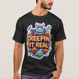 Whimsical clay Halloween illustration with spooky  T-shirt