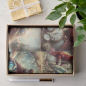 Whimsical Clock Forest Alice Wonderland Decoupage Tissuepapier (Geschenk)