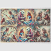 Whimsical Clock Forest Alice Wonderland Decoupage Tissuepapier (Voorkant)