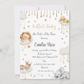 Whimsical Cloud Baby shower Gold Stars Schattig Di Kaart (Voorkant)
