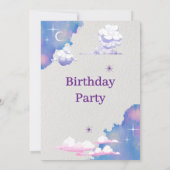 Whimsical Cloud & Galaxy Birthday Invitation Kaart (Achterkant)