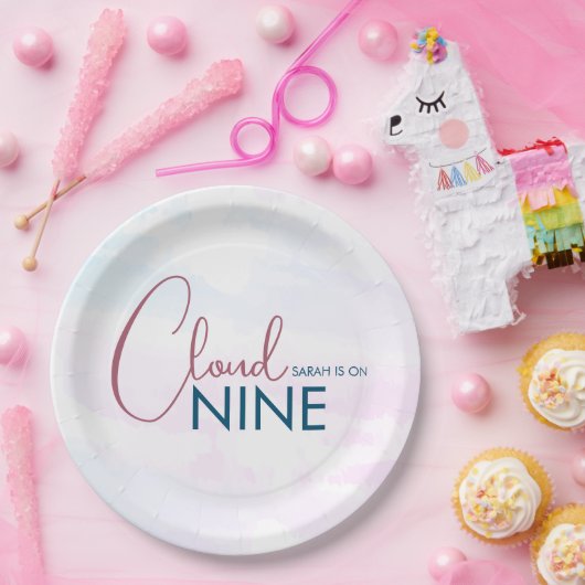 Whimsical Cloud Nine Soft Blue Vrijgezellenfeest Papieren Bordje (Feest)
