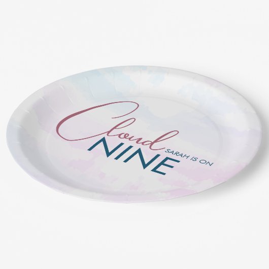 Whimsical Cloud Nine Soft Blue Vrijgezellenfeest Papieren Bordje (Gekanteld)