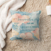 Whimsical Clouds Baby Girl Custom Birth Stats Kussen (Deken)