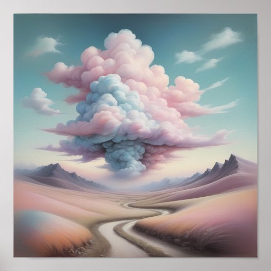 Whimsical Cloudscape - etherische landschapskunst Poster (Voorkant)
