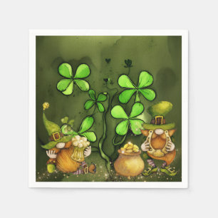 Whimsical Clovers en Irish Leprechaun Gnomes Servet