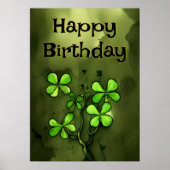 Whimsical Clovers Happy Birthday Poster (Voorkant)