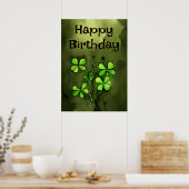 Whimsical Clovers Happy Birthday Poster (Keuken)