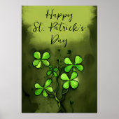 Whimsical Clovers Happy St Patrick's Day Poster (Voorkant)