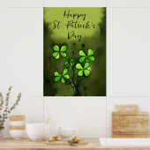 Whimsical Clovers Happy St Patrick's Day Poster (Keuken)