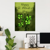Whimsical Clovers Happy St Patrick's Day Poster (Thuiskantoor)